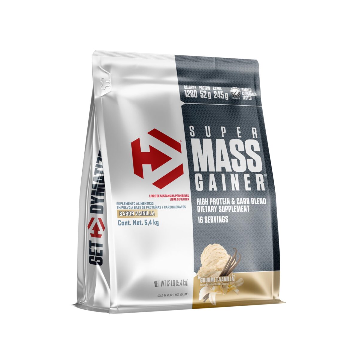 Imagen del envase de Super Mass Gainer de Dymatize, un ganador