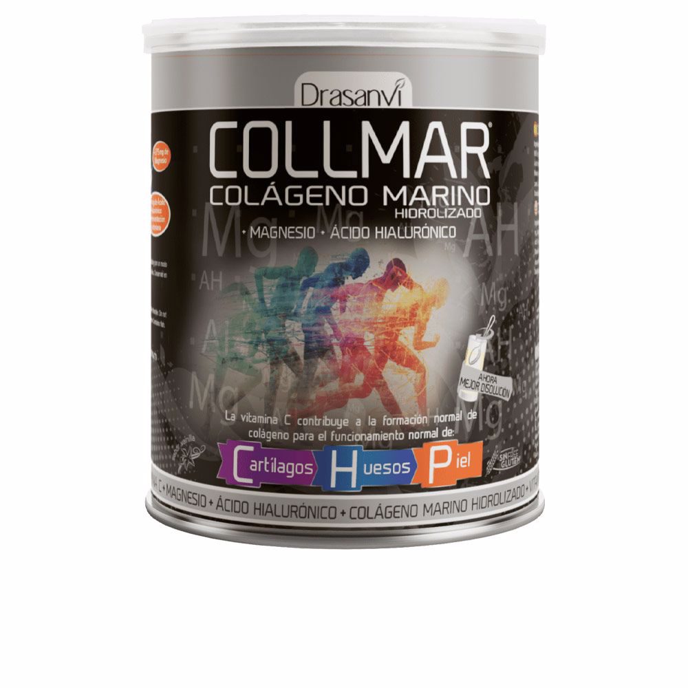 Envase de Collmar Magnesio + Ácido Hialurónico de Drasanvi sabor vainilla, suplemento de colágeno marino con magnesio y ácido hialurónico.