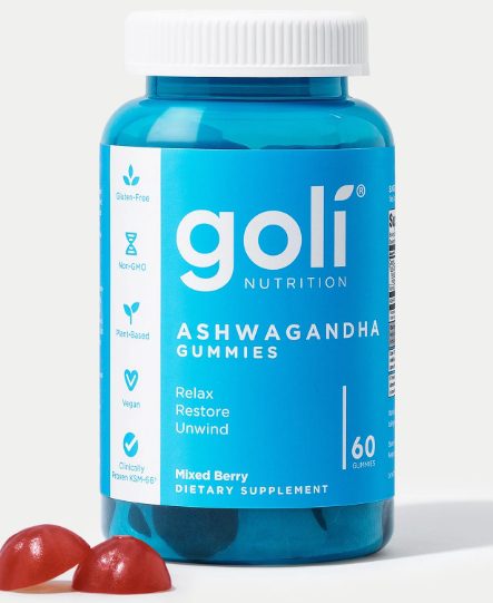 Goli Ashwagandha Gummies, gomitas veganas con extracto KSM-66® y vitamina D para reducir el estrés.