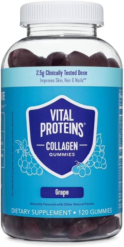 Tarro de Vital Proteins Collagen Gummies, gomitas con colágeno marino y vitamina C para piel, cabello y articulaciones.